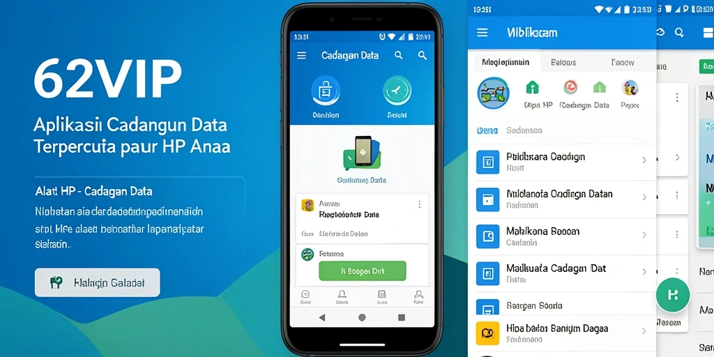 Antarmuka aplikasi Cadangan Data 62VIP yang ramah pengguna.