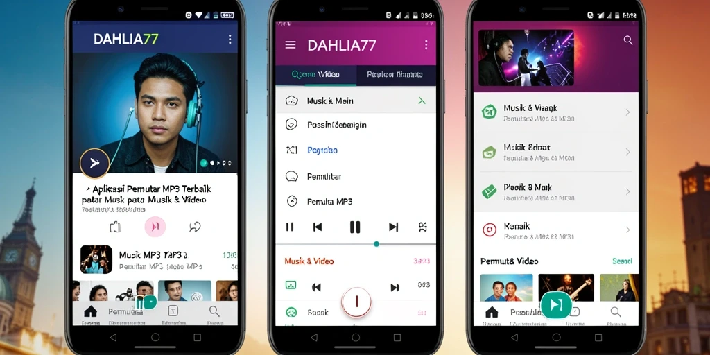 Screenshot DAHLIA77 menampilkan antarmuka Pemutar MP3 yang menarik.