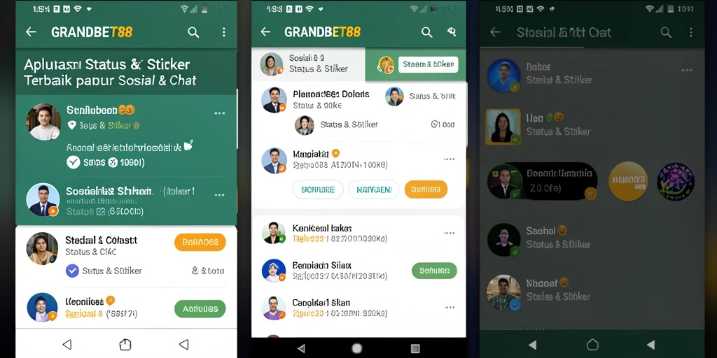 Antarmuka GRANDBET88 yang penuh warna dan stiker menarik.