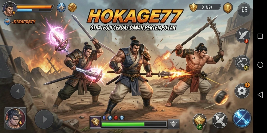 Tampilan antarmuka HOKAGE77 yang dinamis dalam gameplay strategi.