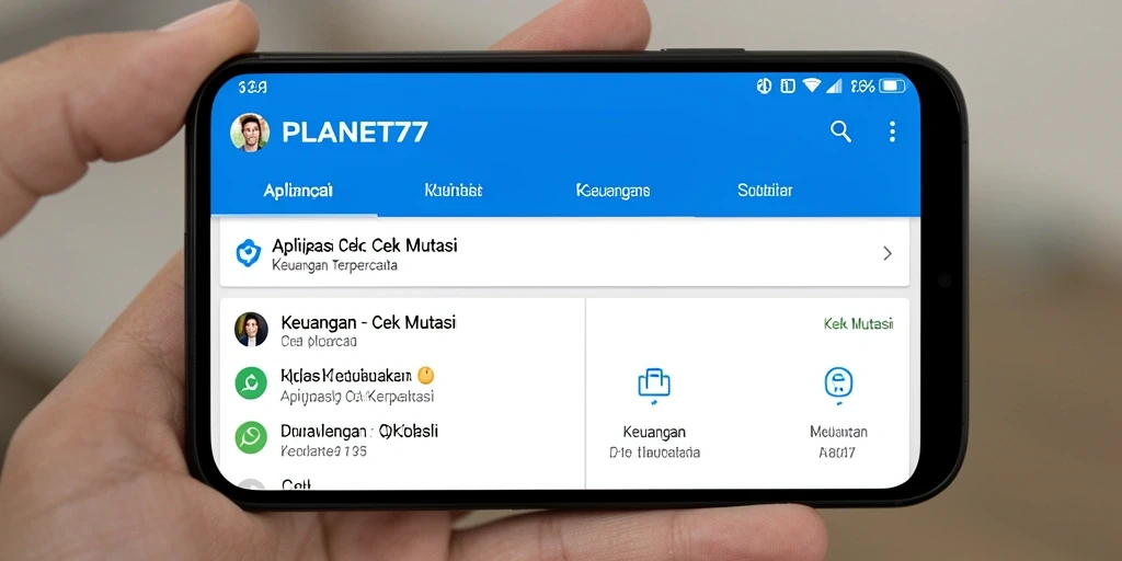 Tampilan antarmuka PLANET77 untuk pengecekan mutasi keuangan.