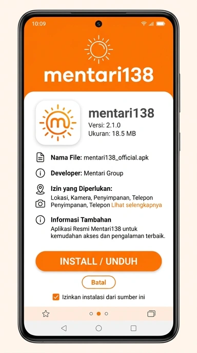 Tampilan halaman APK mentari138