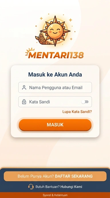 Tampilan halaman login mentari138